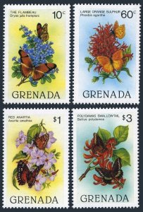 Grenada 1093-1096,1097, MNH. Butterflies, Flowers 1982.The flambeau,Red Anartia,
