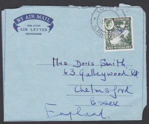 Rhodesia & Nyasaland 1964 Air Letter Used To England Postal Stationery