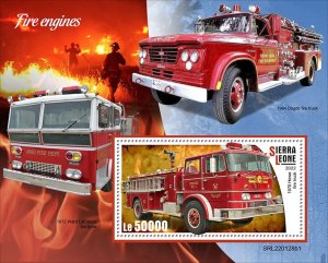 SIERRA LEONE - 2022 - Fire Engines - Perf Souv Sheet #1 - Mint Never Hinged