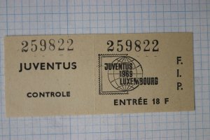 Juventus ticket 1969 Luxembourg expo Dinner philatelic show Banquet unused