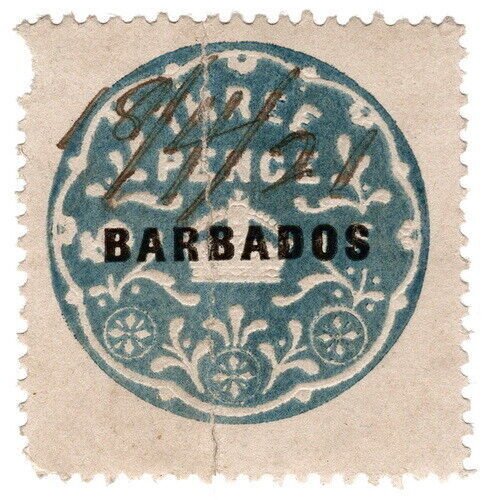 (I.B) Barbados Revenue : Duty Stamp 3d (die F)