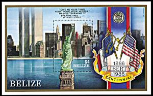 Belize 819, MNH, Statue of Liberty Centennial souvenir sheet, World Trade Center