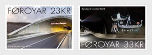 Faroe Islands Denmark 2024 Sandoy Subsea Tunnel set of 2 stamps MNH