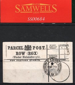 GB SCOTLAND Parcel Post Label *ROW/592* NUMERAL CDS Helensburgh Dunbartons SS684 