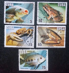 CUBA Sc# 4159-4163 MARINE LIFE ocean fish aquaculture CPL SET of 5 2001 used cto