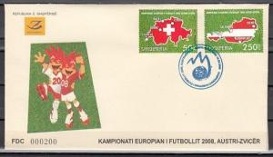 Albania, Scott cat. 2851 A-B. European Soccer issue. First day cover.