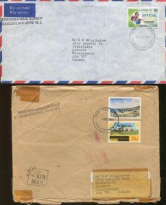 Lot of 2 Charlestown Nevis Philatelic Bureau Official Air Mail Covers 1982-83