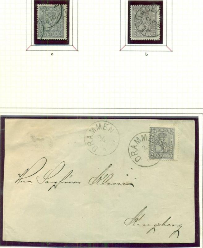 NORWAY 1867 Coat of Arms TYPE Collection (Sc#11-15) used, 15 stamps Scott $1,740