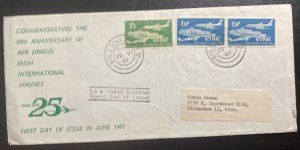 1961 Dublin Ireland First Day Cover FDC To Milwaukee WI Usa Aer lingus