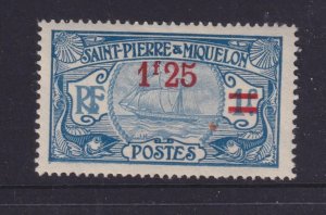 St. PIERRE et MIQUELON, 1926 1f.25 on 1f. Ultramarine, lhm.