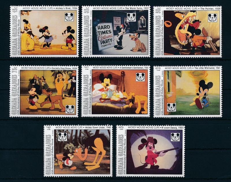 [22482] Grenada Grenadines 1993 Disney Mickey Mouse Pluto Movie Clips MNH