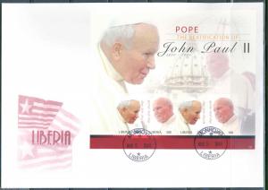 LIBERIA BEATIFICATION OF POPE JOHN PAUL II SHEET FIRST DAY COVER