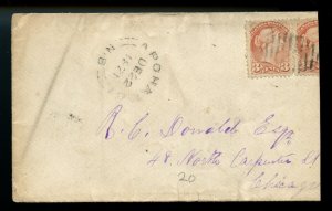 ?APOHAQUI, N.B. double split ring, 1871 trimmed Cover Canada