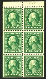 U.S. #498e POSSIBLY 'I' MINT BOOKLET PANE OF 6 OG NH