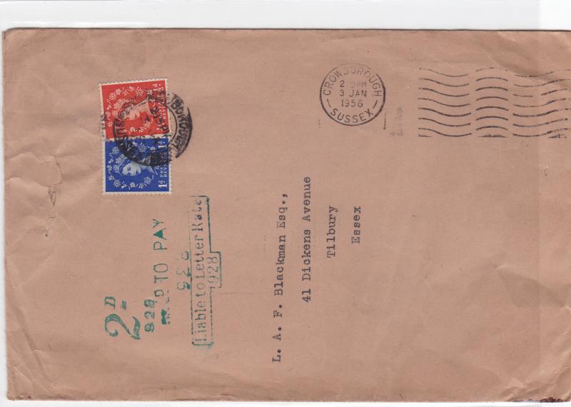 england 1956 liable to letter rate 928   stamps cover ref r14635