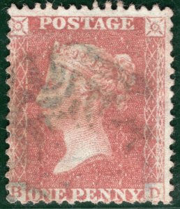 GB QV PENNY RED SG.29 Spec C6 1d Plate 17 (1855) Late *MALTESE CROSS* Used SBR93