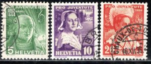 Switzerland Scott # B81 - B83, used