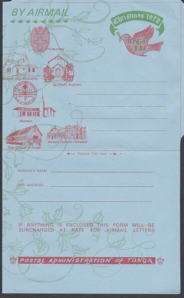 TONGA 1972 12s Christmas airletter unused - scarce..........................L466