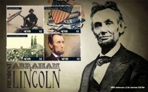 Nevis 2011 - Abraham Lincoln Civil War - Sheet of 4 Stamps - Scott #1674 - MNH