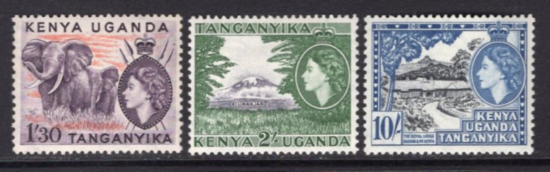 K.U.T. 1954 QE 3 High Values, 1'30, 2 + 10 Shillings MNH