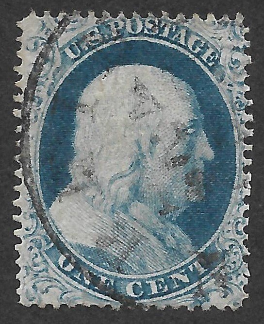 Doyle's_Stamps: 1861 1c Franklin Scott #18 (Crowe Cert)