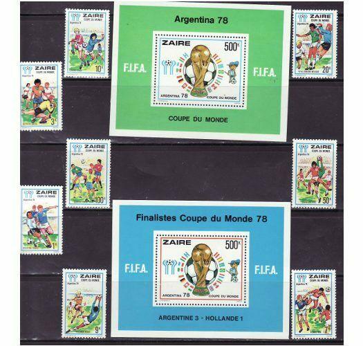 Zaire - World Cup Soccer - 8 Stamp & 2 S/S Set 872-81