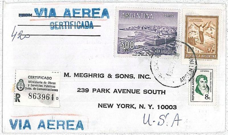 ARGENTINA -  POSTAL HISTORY - REGISTERED AIRMAIL COVER to USA - 1978