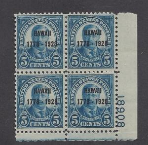 United States, 648, 5c Hawaii Ovpt. Plate Block of 4 Plt#: 18908 LR,  **MNH**