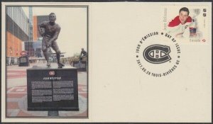 CANADA # 3028.14 - LEGENDS of HOCKEY JEAN BELIVEAU on SUPERB FIRST DAY COVER