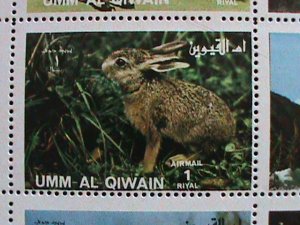 UMM AL QIWAIN--COLORFUL WILD ANIMALS LARGE SET -MNH SHEET. VERY RARE