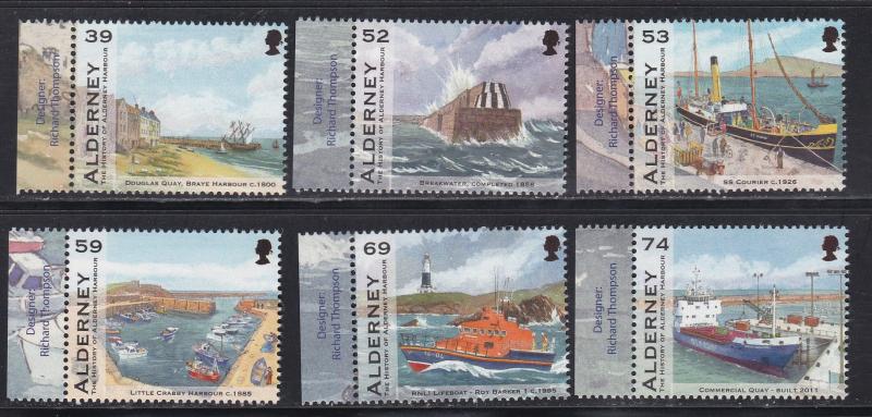 Alderney # 446-451 & 451a, Alderney Harbour Scenes, Ships, NH, 1/2 Cat.