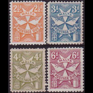 MALTA 1925 - Scott# J15-8 Maltese Cross 2.5-8p LH