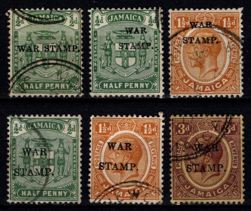 Jamaica 1916-17 George V Def. Optd. ‘WAR STAMP’, Part Set [Used]