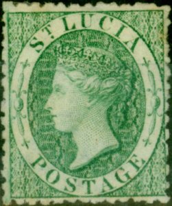 St Lucia 1863 (6d) Emerald Green SG8x Wmk Reversed Fine MM (3)