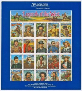 Scott 2870 1994 29c Recalled Legends Sheet in USPS Envelope Mint NH Cat $125