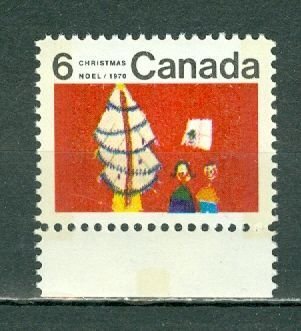 CANADA 1970 CHRISTMAS #525p MARGIN STAMP WINNIPEG TAG. MNH