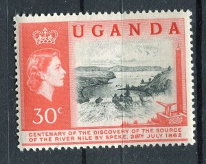 BRITISH KUT UGANDA; 1962 early QEII Nile Centenary issue Mint hinged 30c. value