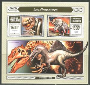 TOGO 2015 DINOSAURS  SOUVENIR SHEET MINT NH