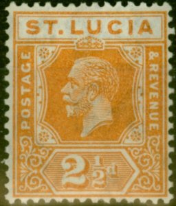 St Lucia 1925 2 1/2d Orange SG97 Fine VLMM