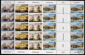 Anguilla 429-32 Gutter Pair Strips MNH Ships, Lord Nelson