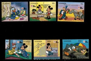 Uganda 1991 - DISNEY CUSTOMS OF JAPAN - Set of 8 Stamps (Scott #888-95)  - MNH