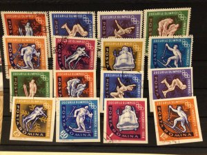 Romania 1964 Olympics & imperfs cancelled stamps  Ref A156