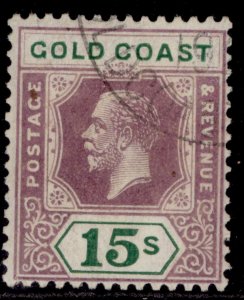 GOLD COAST GV SG100a, 15s dull purple & green, FINE USED. Cat £750. DIE II