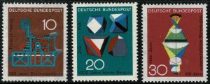 GERMANY 1968 SCIENTIFIC ANNIV (3rd SERIES) SET MINT (NH) SG1451-53 P.14 SUPERB