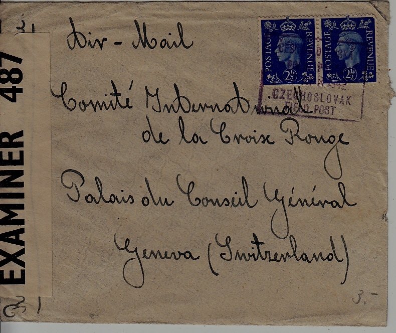 Czechoslovakia/GB censored Fieldpost cover 1942