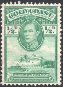 Gold Coast SC#115 ½d King George VI & Christiansborg Castle (1938) Used