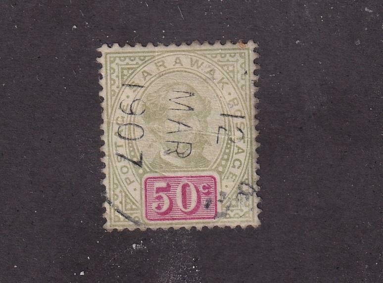 SARAWAK # 46 SON DATED CANCEL 50cts CAT VALUE $40+