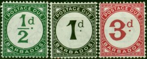 Barbados 1934-47 Postage Due Set of 3 SGD1-D3 Fine MNH