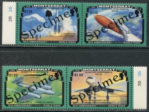 MONTSERRAT Sc#863, 866 1995 World War II ‘SPECIMEN’ Overprints OG Mint LH