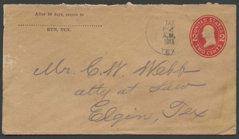 TEXAS HIDALGO CTY (1915 Run) DPO 1904-1916 (Damaged) (129)